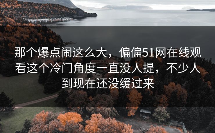 那个爆点闹这么大，偏偏51网在线观看这个冷门角度一直没人提，不少人到现在还没缓过来