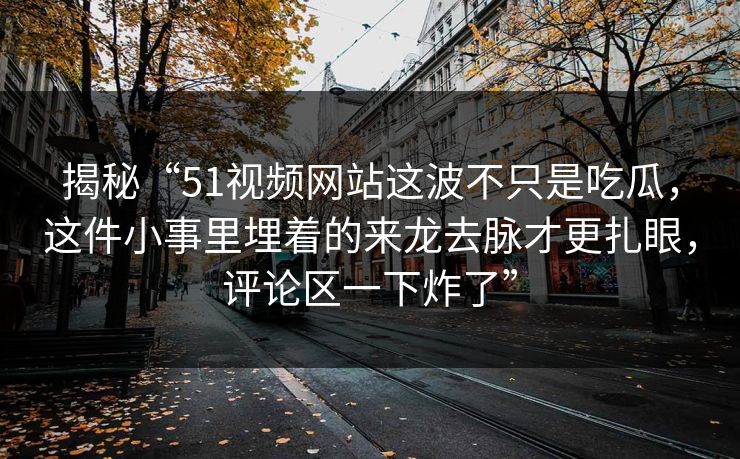 揭秘“51视频网站这波不只是吃瓜，这件小事里埋着的来龙去脉才更扎眼，评论区一下炸了”