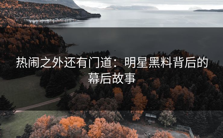 热闹之外还有门道：明星黑料背后的幕后故事