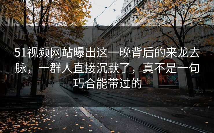 51视频网站曝出这一晚背后的来龙去脉，一群人直接沉默了，真不是一句巧合能带过的
