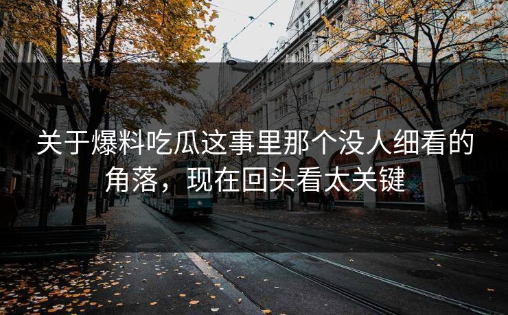 关于爆料吃瓜这事里那个没人细看的角落，现在回头看太关键