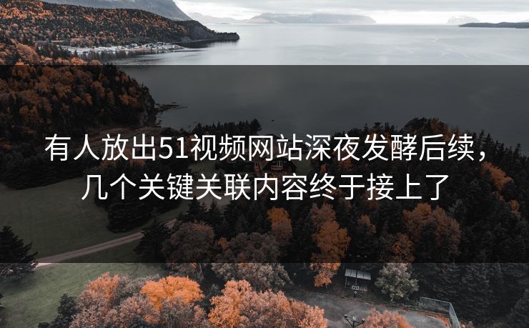 有人放出51视频网站深夜发酵后续，几个关键关联内容终于接上了