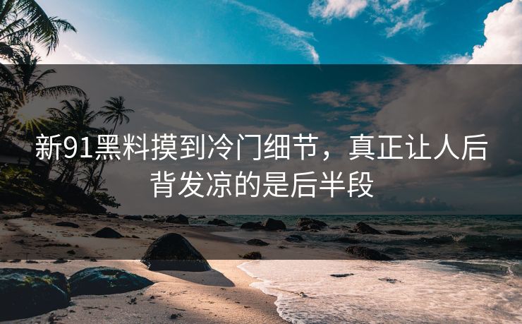 新91黑料摸到冷门细节，真正让人后背发凉的是后半段
