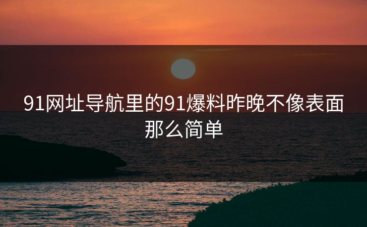 91网址导航里的91爆料昨晚不像表面那么简单