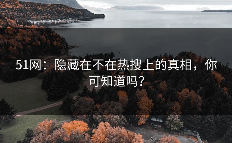 51网：隐藏在不在热搜上的真相，你可知道吗？
