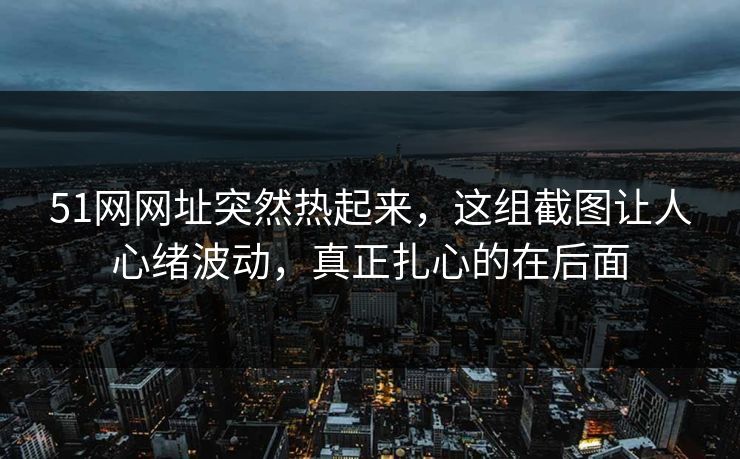 51网网址突然热起来，这组截图让人心绪波动，真正扎心的在后面